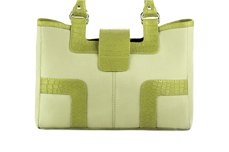 Dress handbag in meadow green and pistachio green leather - Rear view
